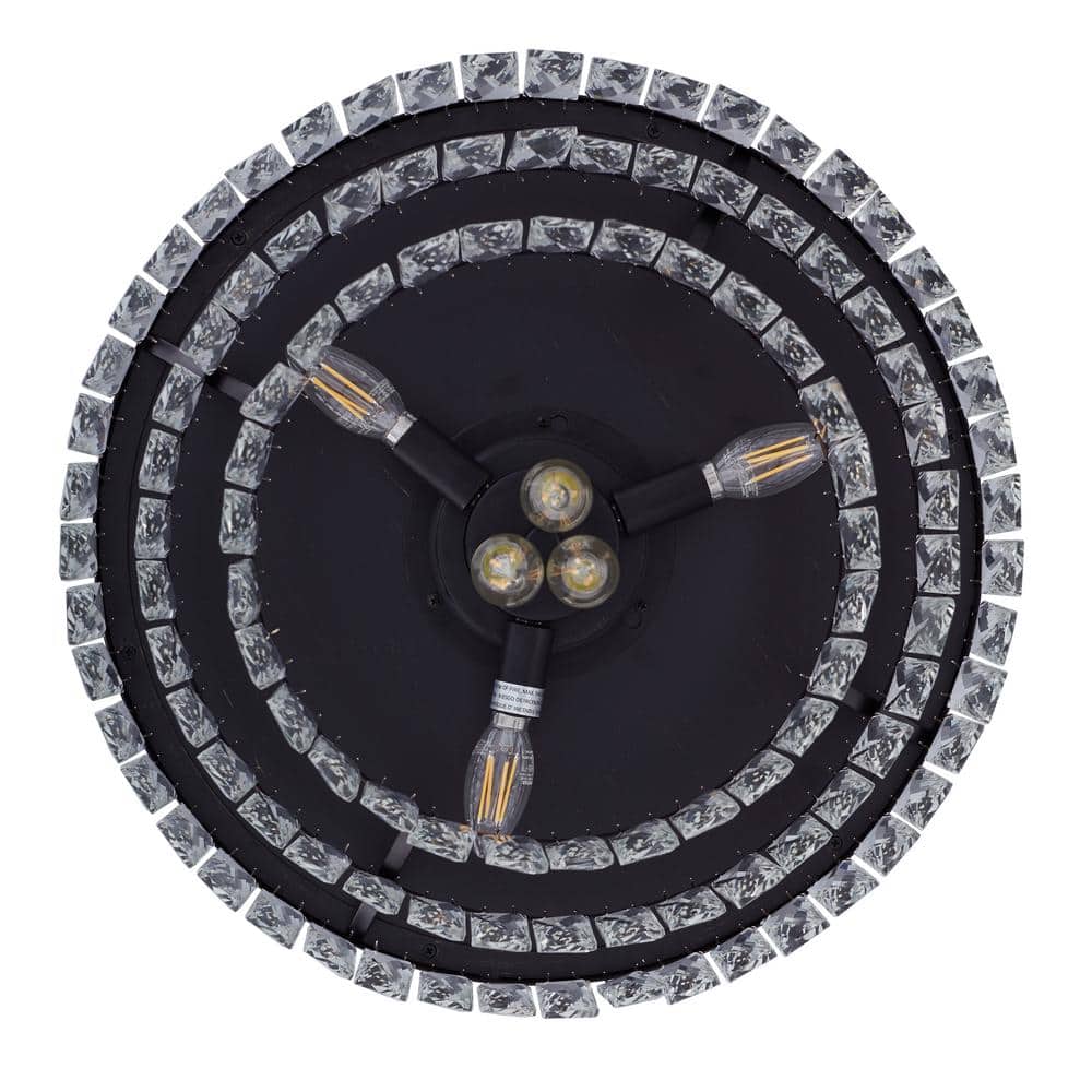 Antique Black 48" Ceiling Fan with Retractable Smoke Blades and LED Light