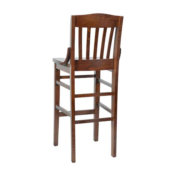 44 in. Walnut Mid-Back Wood Bar Stool
