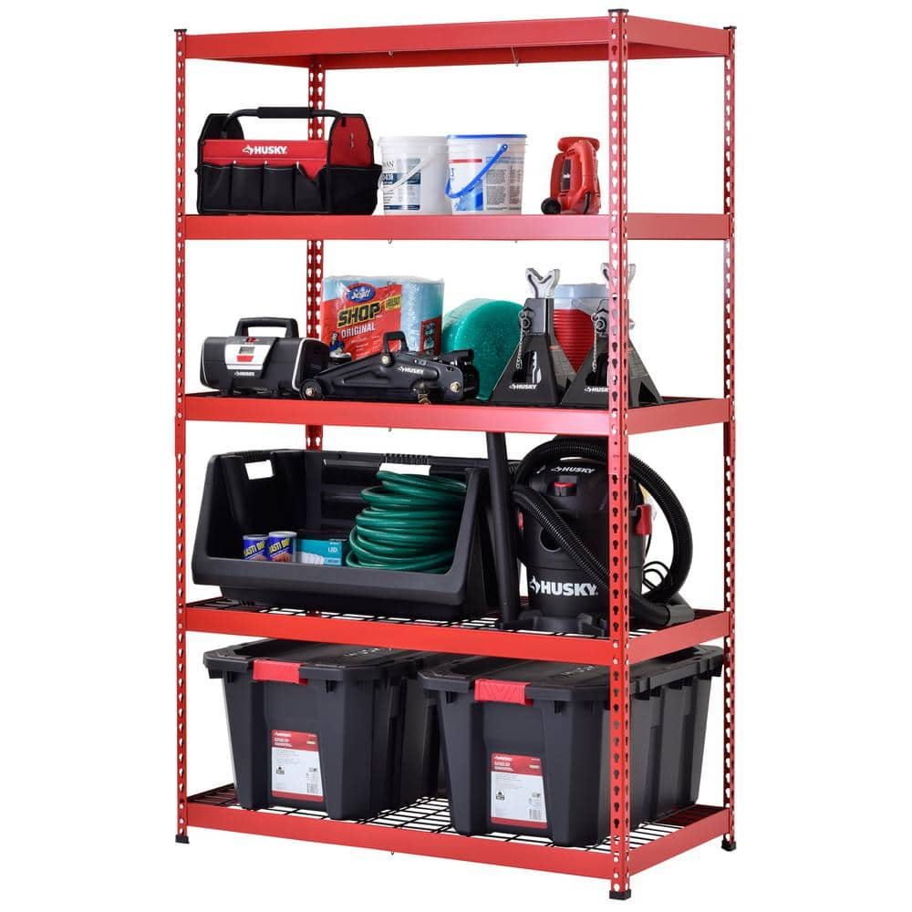 Husky 5-Tier Heavy Duty Steel Garage Storage Shelving Unit In Red (48 W X  78 H X 24 D) MR482478W5-R The Home Depot