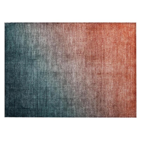 HomeRoots Gray and Red Orange 2 ft. x 3 ft. Woven Solid Color Rectangle Indoor/Outdoor Area Rug