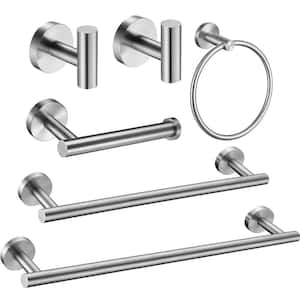Porter 6-Piece Bath Hardware Set with Towel Ring Toilet Paper Holder Towel Hook and Towel Bar in Brushed Nickel