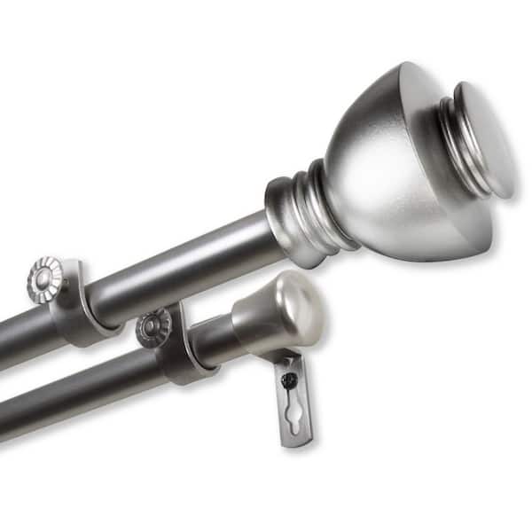 Unbranded 28 in. to 48 in. Adjustable 13/16 in. Friedman Double Curtain Rod in Satin Nickel