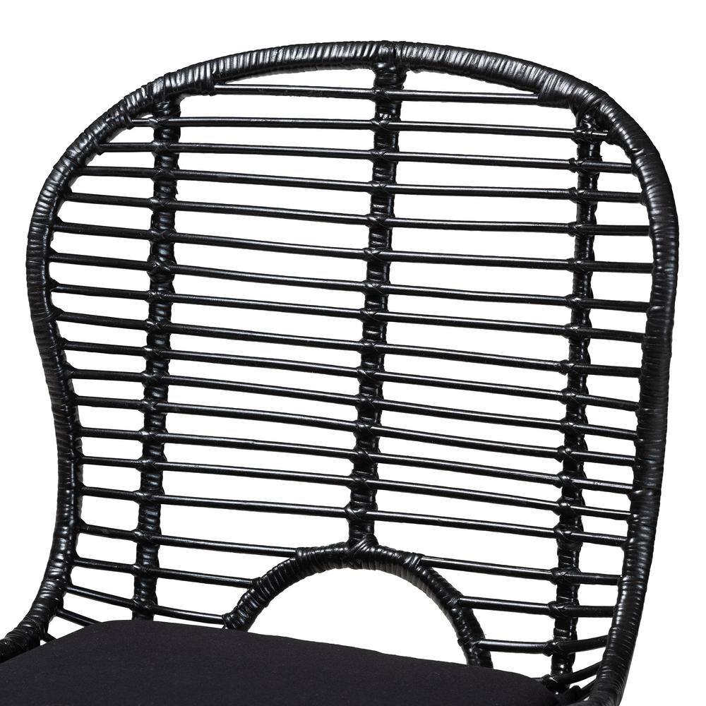 Bohemian Black Rattan & Metal Low-Back Side Chair Set