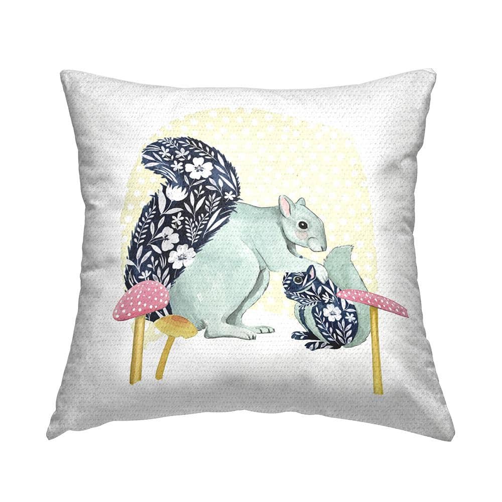 Patterned Squirrels and Mushrooms Multi-Color Square Outdoor Throw Pillow price history on PriceWatchPro