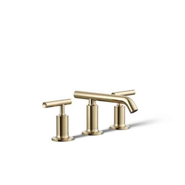 Purist 8 in. Widespread 2 Handle Bathroom Sink Faucet with Drain in Vibrant French Gold