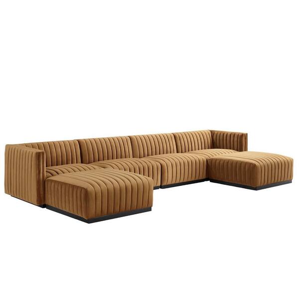 Brown Crushed Velvet Sectional Sofa Baci Living Room