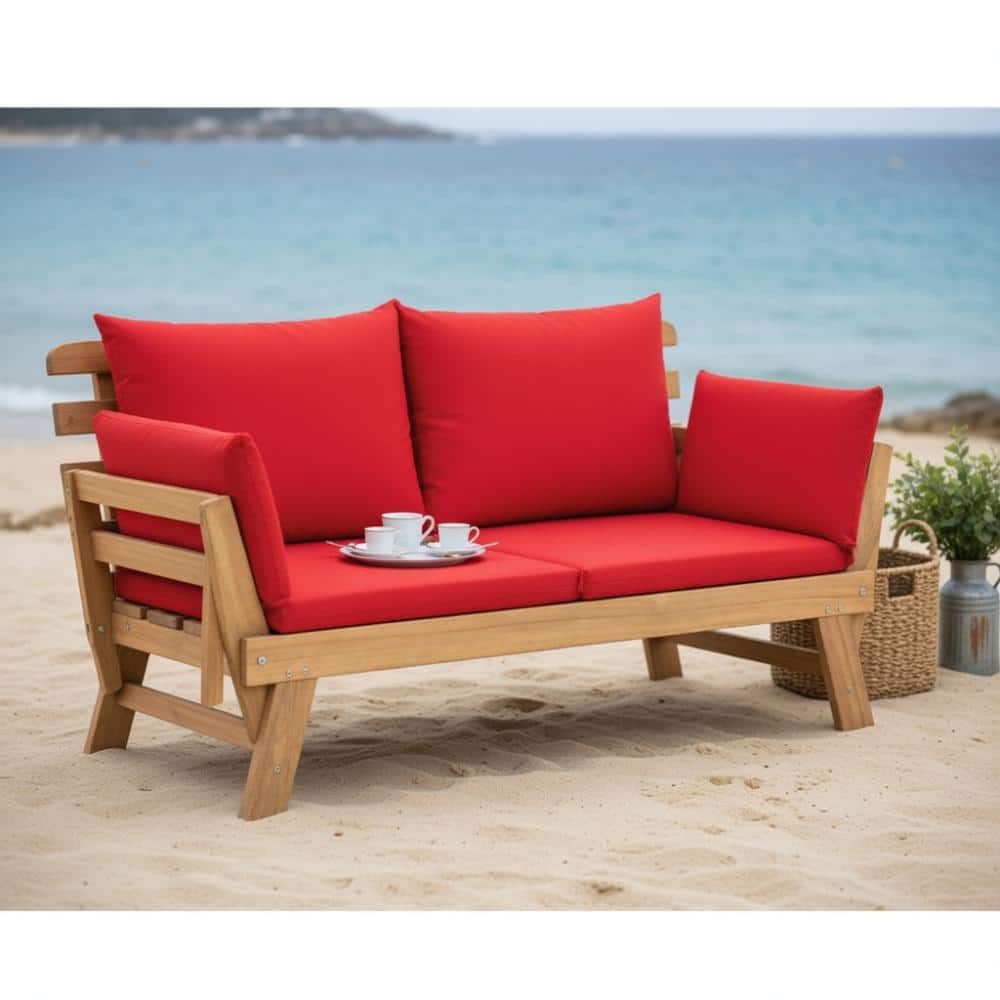 adjustable convertible acacia wood patio daybed thick cushioned foldable outdoor indoor sofa price history on PriceWatchPro