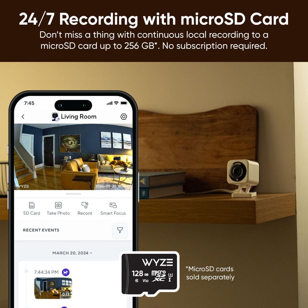 Cam v4 Wi-Fi 2.5K QHD Indoor/Outdoor Plug-In Smart Home Security Camera, Color Night Vision, 2-Way Audio (Gray)