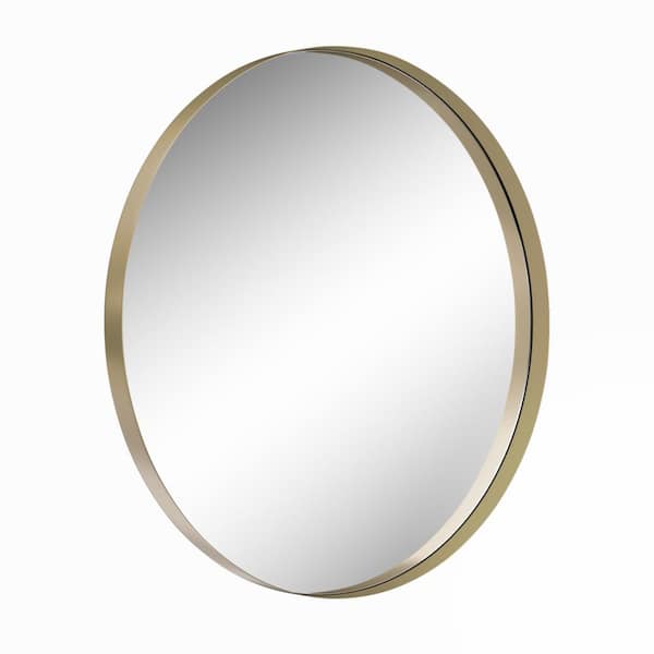 Unbranded 31.5 in. W x 31.5 in. H Round Framed Wall Mounted Bathroom Vanity Mirror in Gold