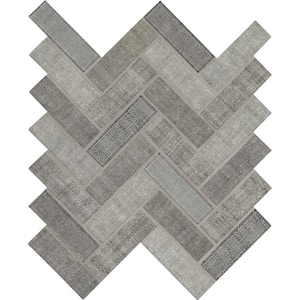 Textalia Herringbone 11.75 in. x 15.5 in. Glossy Glass Patterned Look Wall Tile (14.7 sq. ft./Case)