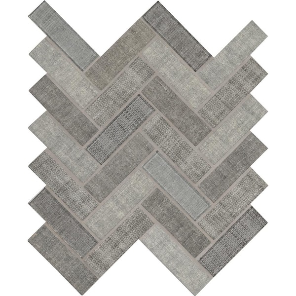 MSI Textalia Herringbone 11.75 in. x 15.5 in. Glossy Glass Patterned Look Wall Tile (14.7 sq. ft./Case)