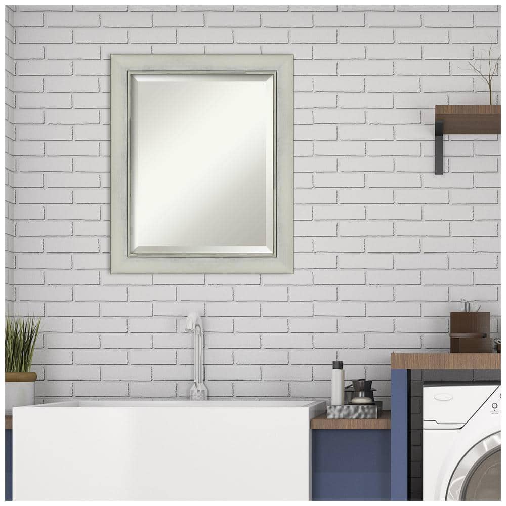 Flair Silver Patina Rectangular Wall Mirror with Beveled Glass