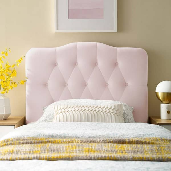 MODWAY Annabel Pink Twin Diamond Tufted Performance Velvet