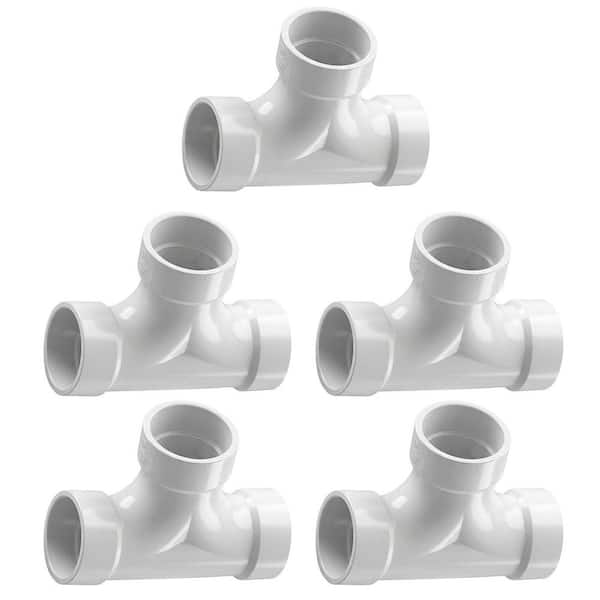 4 in. PVC DWV 2-Way Cleanout H x H x H, White Rigid PVC Drain, Waste & Vent Fitting, (5 Pack)