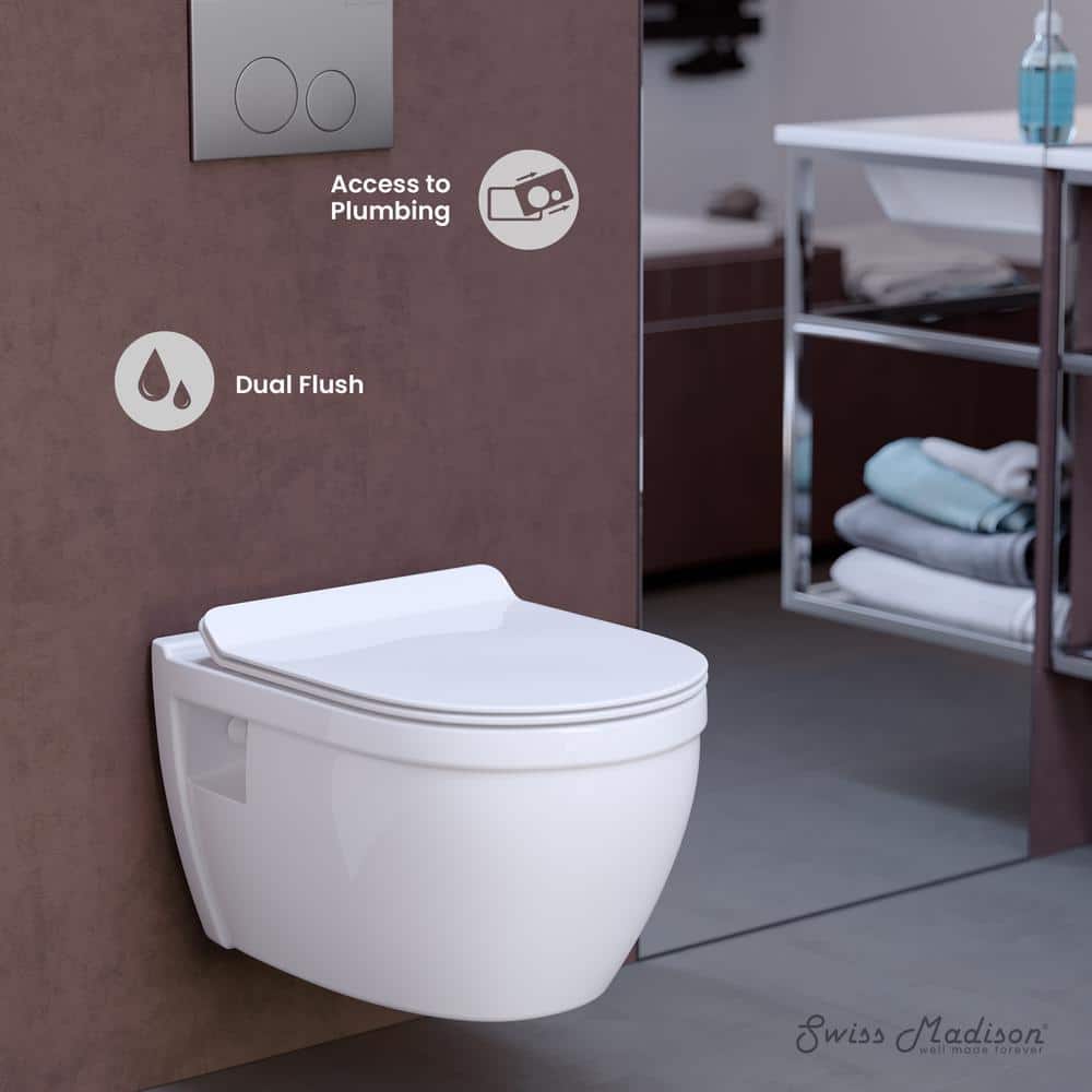 Glossy White Ceramic Wall Mounted Elongated Toilet