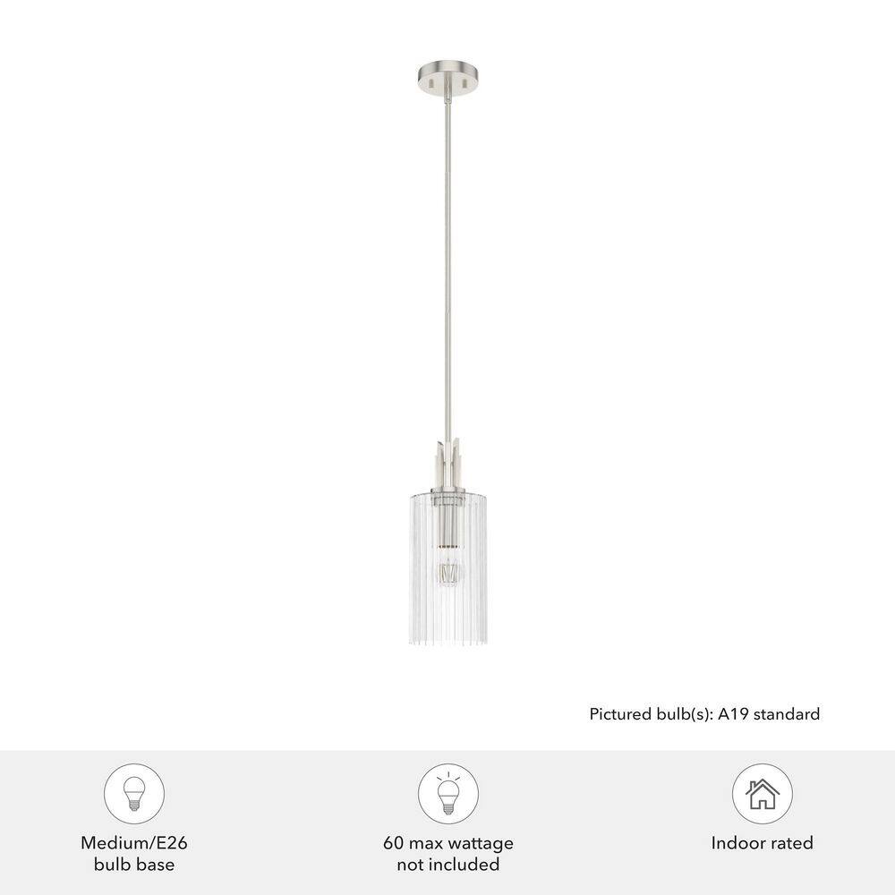 Gatz Brushed Nickel Clear Fluted Mini Pendant Light
