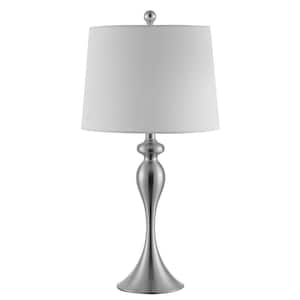 Bayan 28 in. Nickel Table Lamp with White Shade