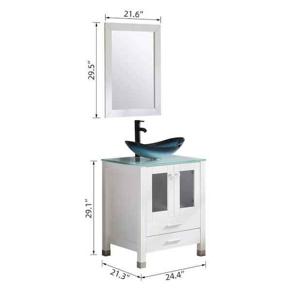 Wonline Wonline 24" Bathroom Vanity with Sink Large Capacity Lockers Bathroom Vanity Combo with Green Vanity Top and Mirror