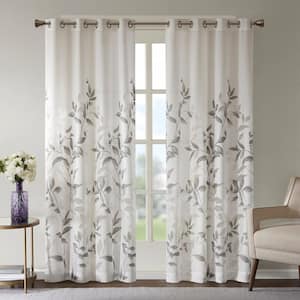 Vera Grey Rayon/Polyester 50 in. W x 95 in. L Burnout Printed Semi- Sheer Curtain (Single Panel)