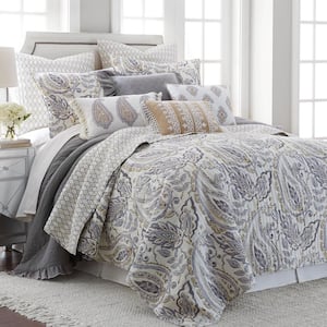 Tamsin Grey 2-Piece Grey, Taupe Paisley Cotton Twin/Twin XL Quilt Set