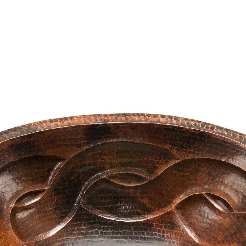 22" Oval Hammered Copper Undermount Bathroom Sink
