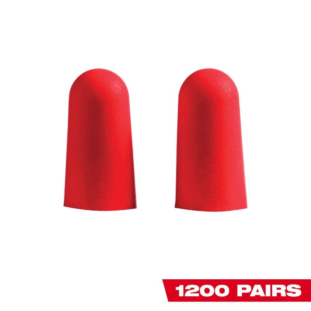 Milwaukee Red Disposable Earplugs (1200Pack) with 32 dB Noise