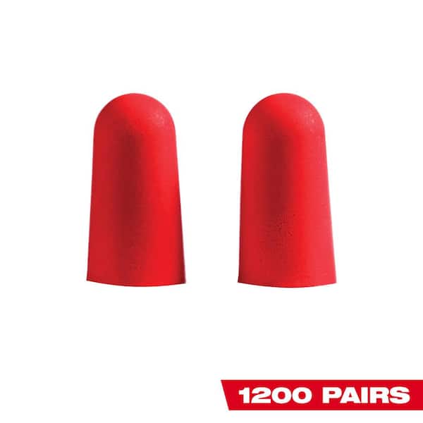 Milwaukee Red Disposable Earplugs (1200-Pack) with 32 dB Noise Reduction Rating