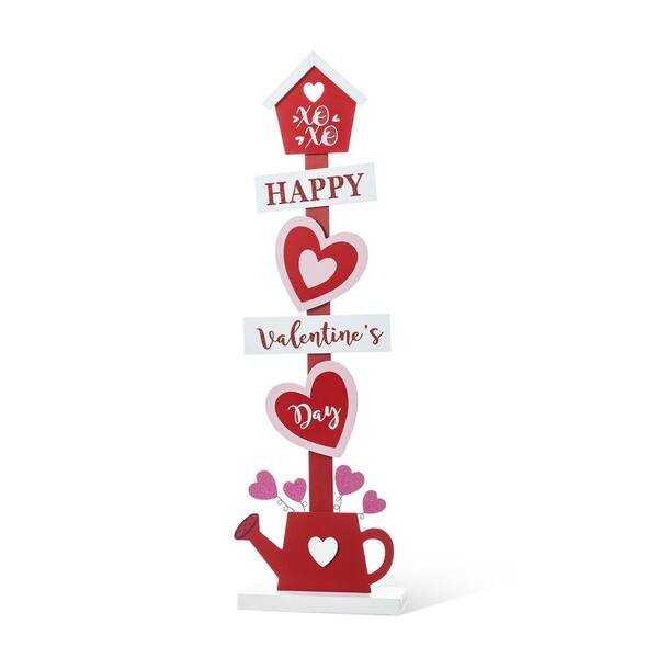 Glitzhome 35.75 in.H Valentine's Wooden Heart and Love House Porch Decor(KD)