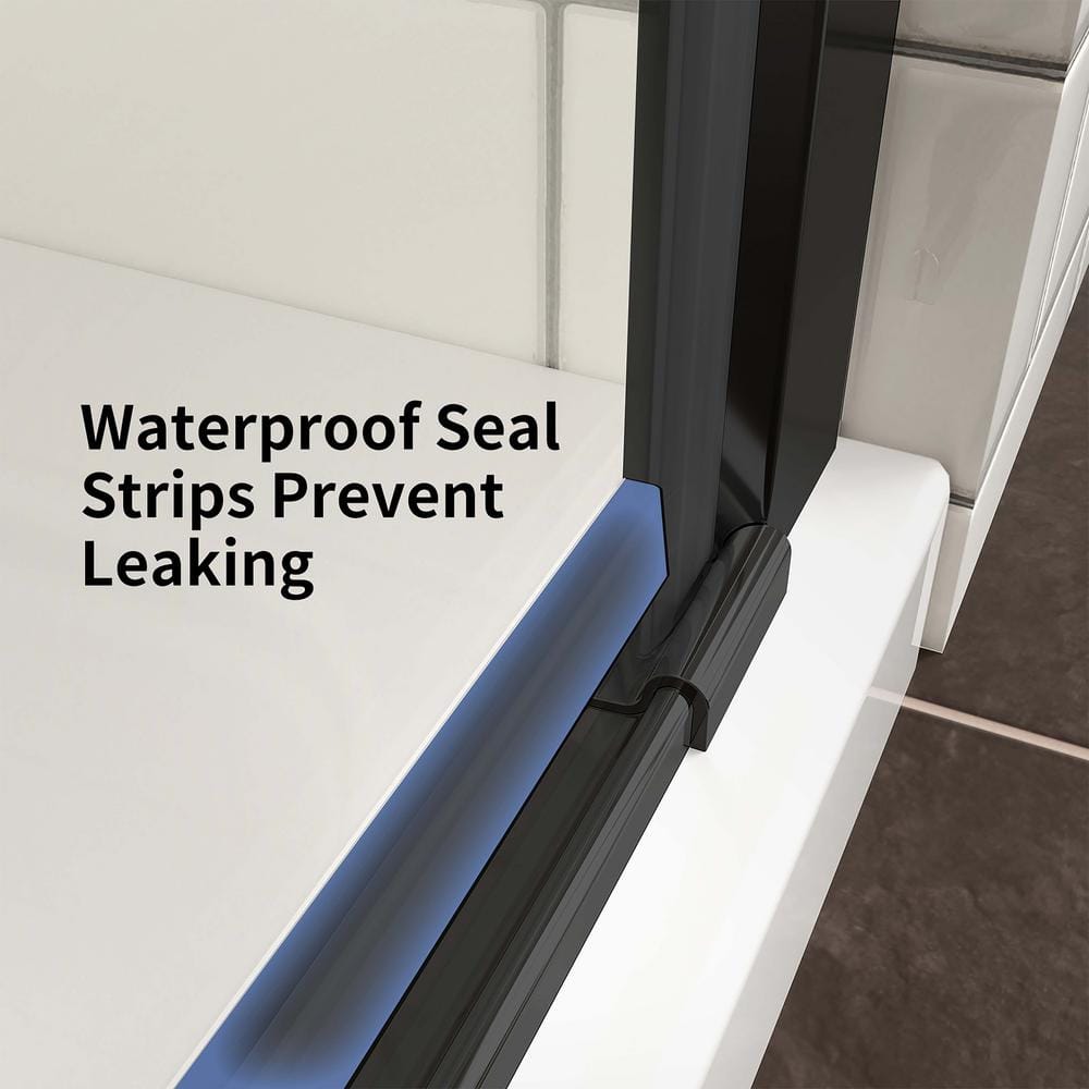 Matte Black Frameless Pivot Shower Door with Clear Glass, 32" x 72"