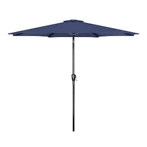 7.5 ft. Dark Blue Polyester Steel Outdoor Market Umbrella with Crank Lift Mechanism for Garden