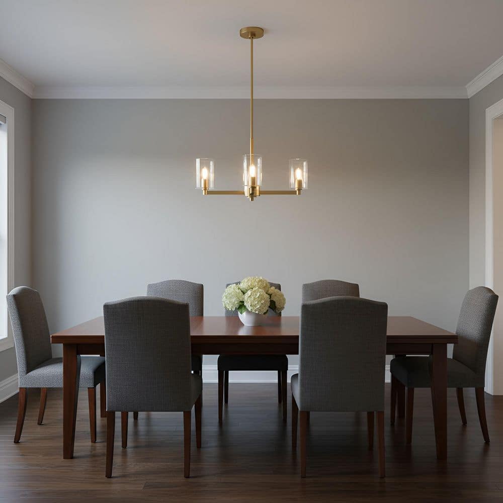 Fullton 3-Light Satin Brass Chandelier with Clear Glass Shades price history on PriceWatchPro