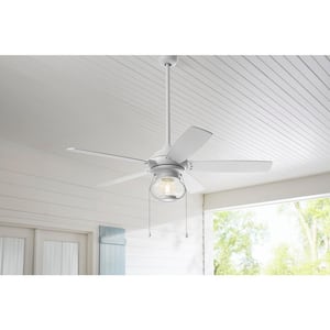 Raina 52 in. LED Outdoor Matte White Ceiling Fan with Light