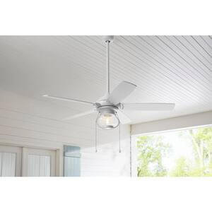 Raina 52 in. LED Outdoor Matte White Ceiling Fan with Light