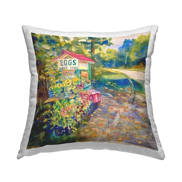 Stupell Industries Rural Farm Stand Landscape Multi-Color Square Outdoor Throw Pillow