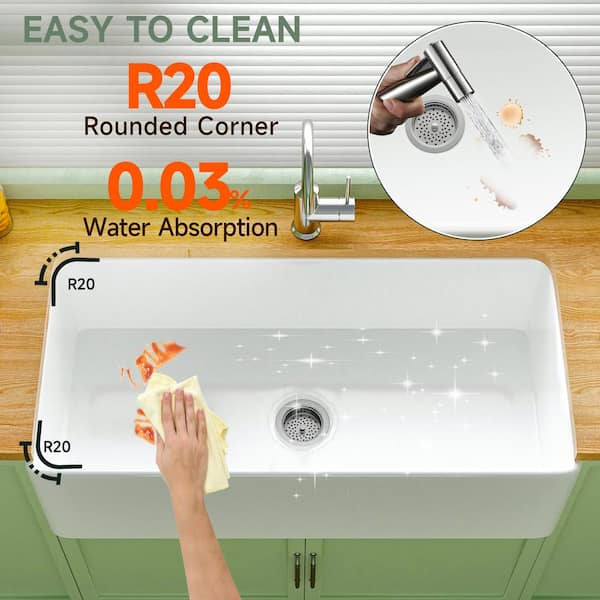 Kuomih Farmhouse Series 36 in. Apron Front Kitchen Sink Single