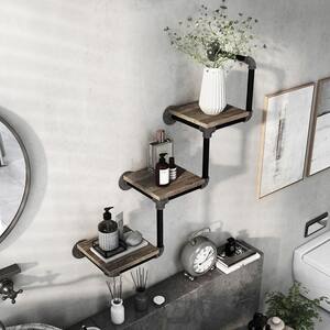 Exceltier 9.2 in. x 30.67 in. x 30.63 in. Reclaimed Oak Floating Decorative Wall Shelf