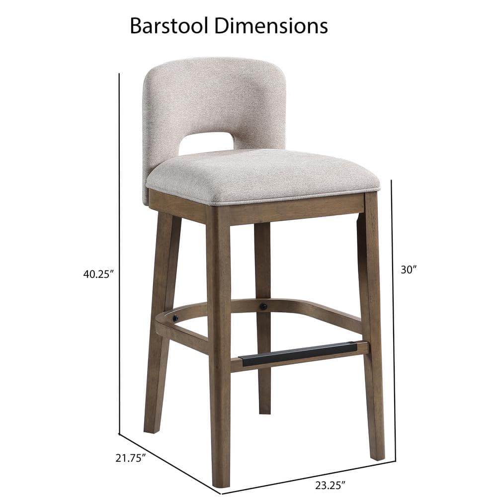 Chestnut Brown and White Upholstered Wood Bar Stool