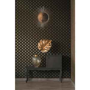 Absolutely Chic Metallic Black/Brown Art Deco Geometric Vinyl Non-Woven Non-Pasted Metal Wallpaper (Covers 57.75 sq.ft.)