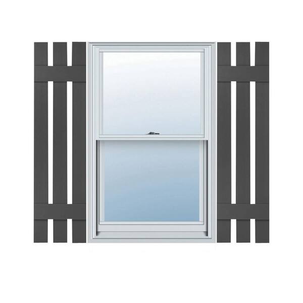 Builders Edge 12 in. W x 32 in. H TailorMade Three Board Spaced (2 Batten), Board-n-Batten Shutters - Tuxedo Grey