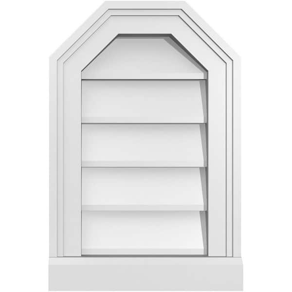 Ekena Millwork 12 in. x 18 in. Octagonal Top Surface Mount PVC Gable Vent: Decorative with Brickmould Sill Frame