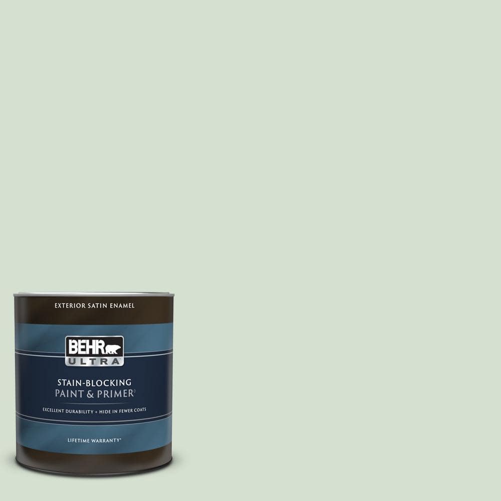 BEHR ULTRA 1 qt. S4002 Comforting Green Satin Enamel Exterior Paint & Primer 985004 The Home