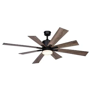 Crawford 60 in. 6 Blade Black Farmhouse Indoor Ceiling Fan with Integrated LED Light Kit and Remote