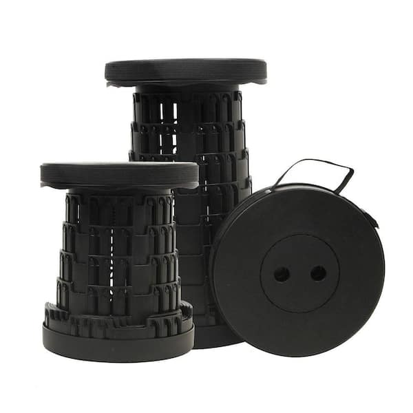 Capacity Max 660 lb. Foldable Retractable Camping Stool for Adults Outdoor Fishing Hiking Gardening Travel BBQ, Black