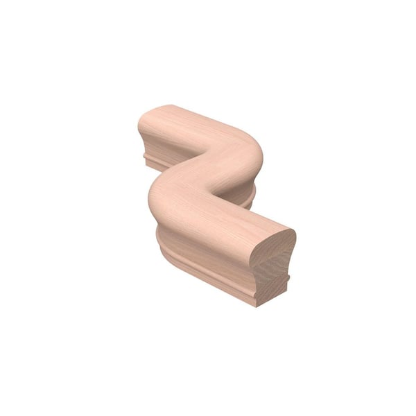 Stair Parts 7047 Unfinished Red Oak Left-Hand 5 in. Centerline S Handrail Fitting