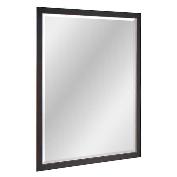 27 in. W x 37 in. H Framed Rectangular Beveled Edge Bathroom Vanity Mirror in Bronze
