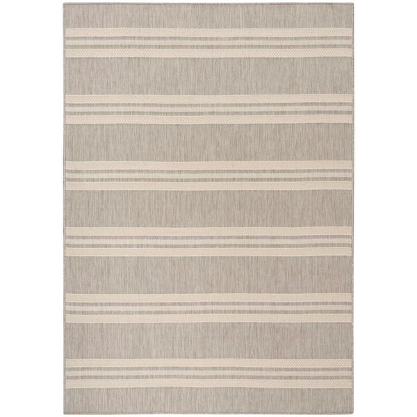 Horizon Indoor/Outdoor Grey 4 ft. x 6 ft. Stripes Contemporary Area Rug