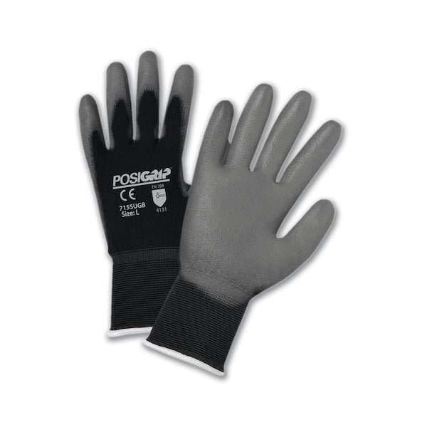 West Chester Gray PU Palm Black Dip Nylon Shell Gloves - Dozen Pair-Extra Large