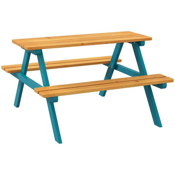 Unbranded 35 in Rectangle Wood Kids Picnic Table Set-Outdoor Table and Bench Set for Ages 3-8