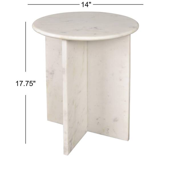 JONATHAN Y Javier 14 in. White Contemporary Natural Marble