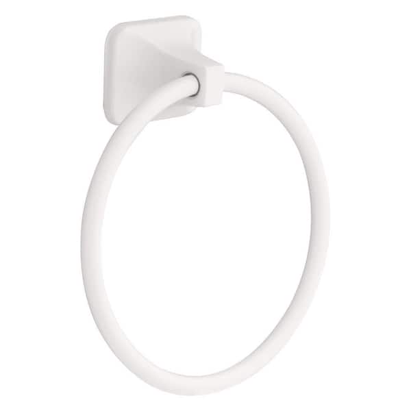 Franklin Brass Futura Wall Mount Round Closed Towel Ring Bath Hardware Accessory in White